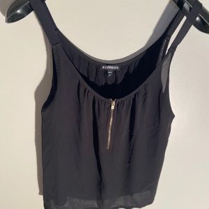 Express sheer tank with gold zipper